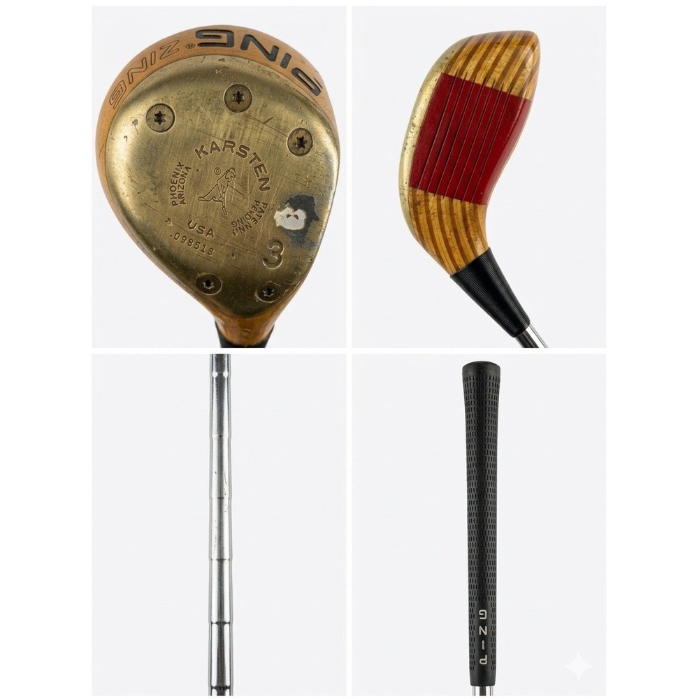 Ping Zing Karsten 3 Wood Persimmon RH Steel Shaft Vintage Right Handed